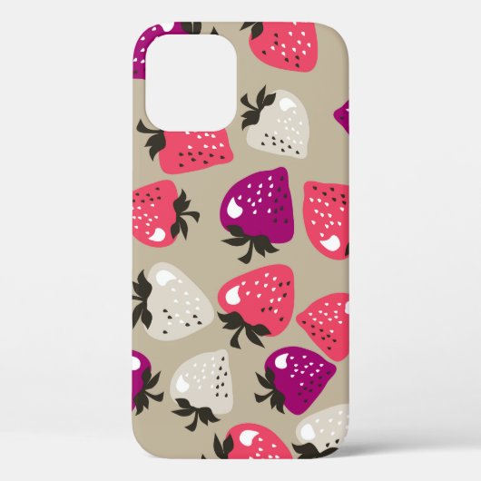 Naïeve aardbeien: Beige achtergrond naadloos. Case-Mate iPhone Case (Achterkant)