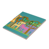 Naïeve Afrikaanse kunstdieren Tegeltje (Zijkant)