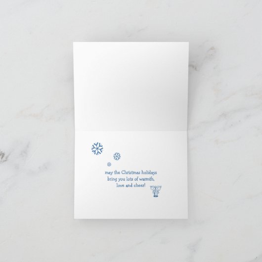 Naïeve Kinderen Sneeuwman Sneeuwkou Blauwe Sneeuwv Feestdagen Kaart (Binnen)