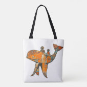 Naïeve retro stijl kunst walvis tote bag (Achterkant)