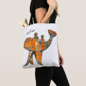 Naïeve retro stijl kunst walvis tote bag (Dichtbij)