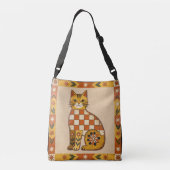 Naïeve Volkskunst Kat Crossbody Tas (Achterkant)