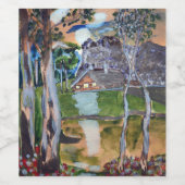 naïeve waterverf die de natuur van bossen schilder wijn etiket (Enkel label)