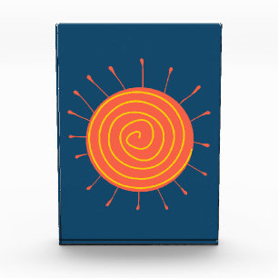 Naïeve zon donkerblauwe achtergrond fotoblokken