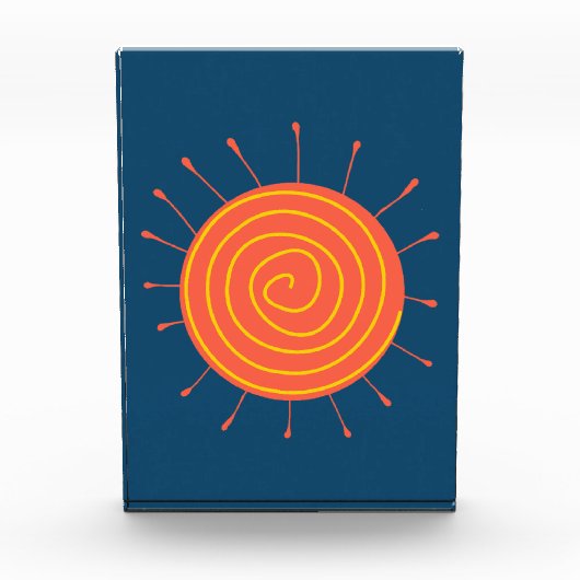 Naïeve zon donkerblauwe achtergrond fotoblokken (Voorkant)