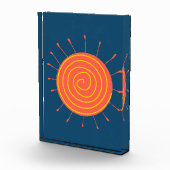 Naïeve zon donkerblauwe achtergrond fotoblokken (Rechts)