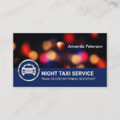 Naight Lights City Traffic Bokeh Taxi Service Visitekaartje (Voorkant)