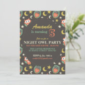 Naight Owl Birthday Party Uitnodiging voor kindere (Staand voorkant)