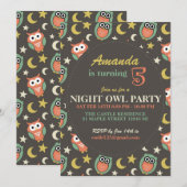 Naight Owl Birthday Party Uitnodiging voor kindere (Voorkant / Achterkant)