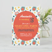 Naight Owl Birthday Party Uitnodiging voor kindere (Staand voorkant)