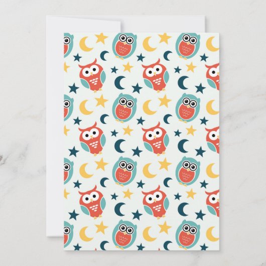 Naight Owl Birthday Party Uitnodiging voor kindere (Achterkant)