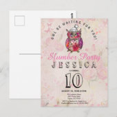 Naight Owl Birthday Slumber Party Invitation Briefkaart (Voorkant / Achterkant)
