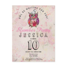 Naight Owl Birthday Slumber Party Invitation