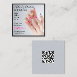 Nail Art Beauty Salon Manicure Specialist QR code Vierkante Visitekaartje