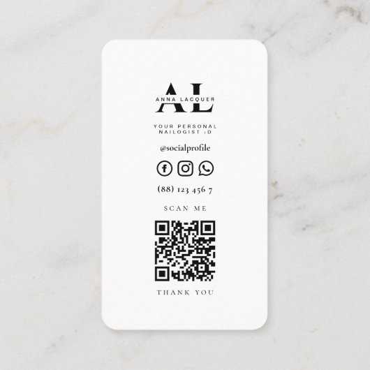 Nail Art Beauty Salon Manicure Specialist QR Code Visitekaartje (Achterkant)