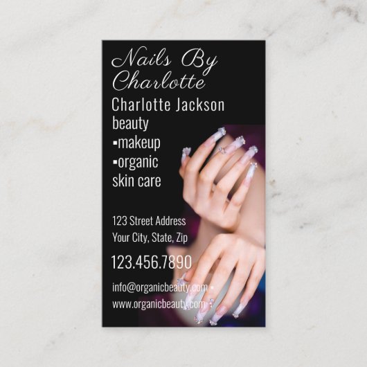 Nail Art Beauty Salon Manicure Specialist QR Code Visitekaartje (Voorkant)