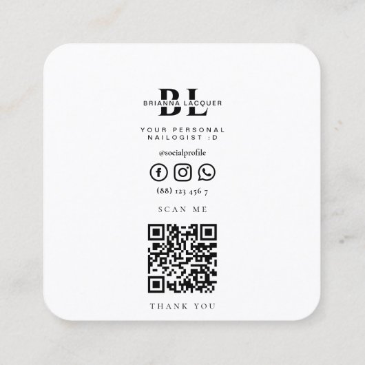Nail Art Beauty Salon Manicure Specialist Vierkante Visitekaartje (Achterkant)
