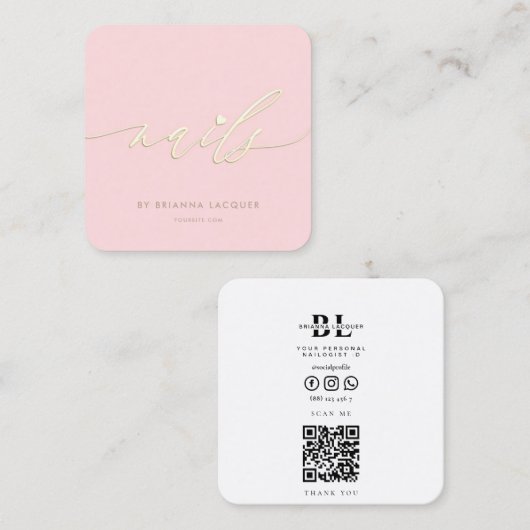 Nail Art Beauty Salon Manicure Specialist Vierkante Visitekaartje (Voorkant / Achterkant)
