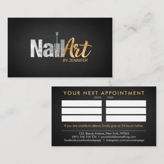 Nail Art Logo met benoeming Visitekaartje (Voorkant / Achterkant)
