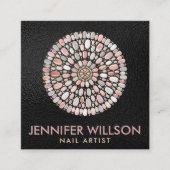 Nail Art Mandala Pearl en Roze Marble Vierkante Visitekaartje (Voorkant)