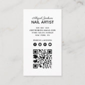 Nail Art Red Glitter Elegant Script QR Code Visitekaartje (Achterkant)