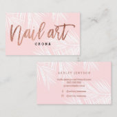 Nail art roos goudschrift Roze palmboom Visitekaartje (Voorkant / Achterkant)
