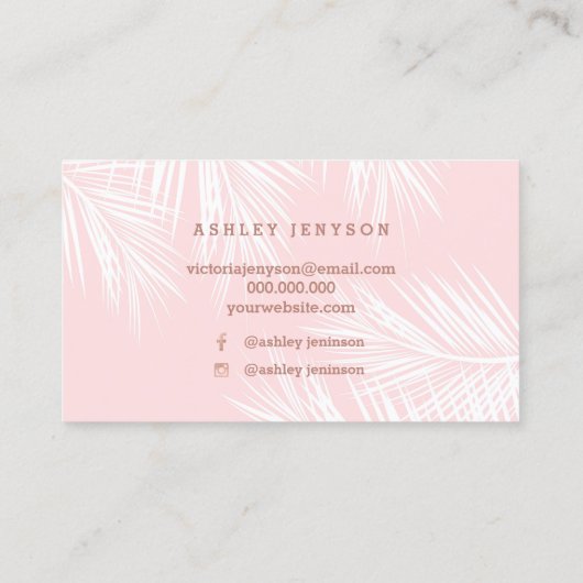 Nail art roos goudschrift Roze palmboom Visitekaartje (Achterkant)