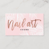 Nail art roos goudschrift Roze palmboom Visitekaartje (Voorkant)