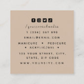 Nail Art Salon Boho Elegant Drawn Hand & Heart Vierkante Visitekaartje (Achterkant)