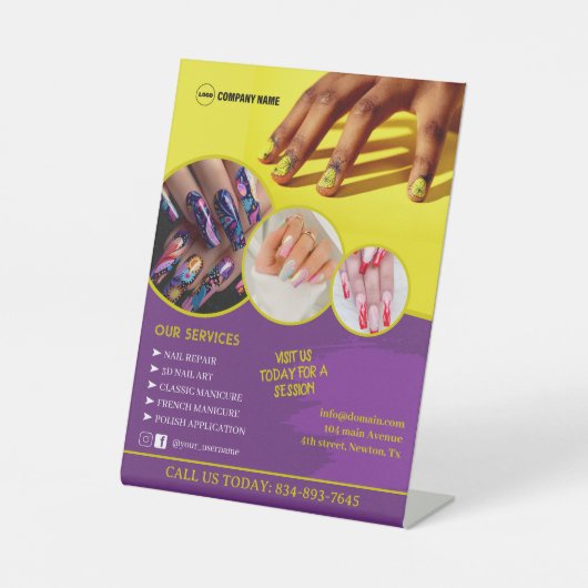 Nail Art Services Aangepaste voetstuk Teken Reclamebord Met Voetstuk (Voorkant)