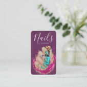 Nail Art Studio Manicurist Artist Pink Purpule Visitekaartje (Staand voorkant)