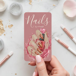 Nail Art Studio Manicurist Artist Red Blush Pink Visitekaartje