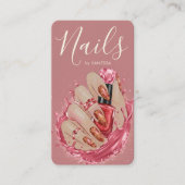 Nail Art Studio Manicurist Artist Red Blush Pink Visitekaartje (Voorkant)