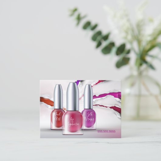 Nail Art Technicier - Trendy Poolse flessen Visitekaartje (Staand voorkant)