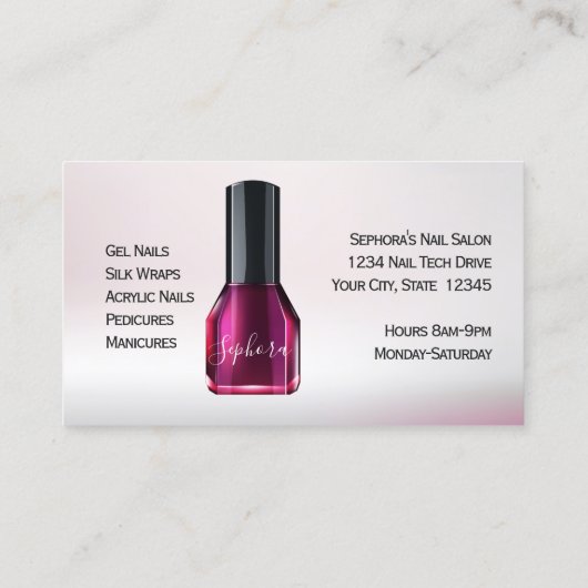 Nail Art-technicus - Blue Nail Pools Visitekaartje (Achterkant)