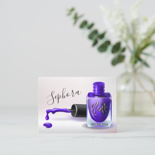 Nail Art Technicus - Paars Nail Pools Visitekaartje (Staand voorkant)