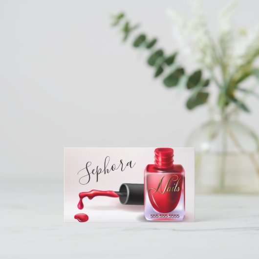 Nail Art-technicus - Red Nail Poolse Loyalty Visitekaartje (Staand voorkant)