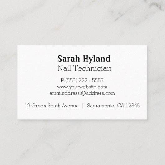 Nail art visitekaartje (Achterkant)