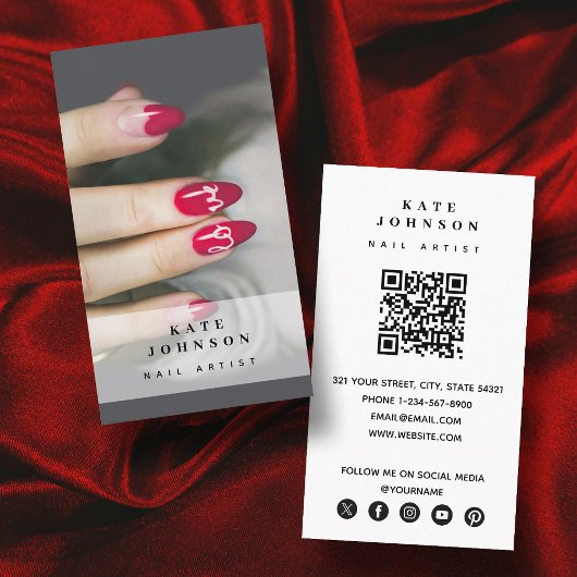 Nail Artist Beaty Salon Manicure Foto QR Code Visitekaartje