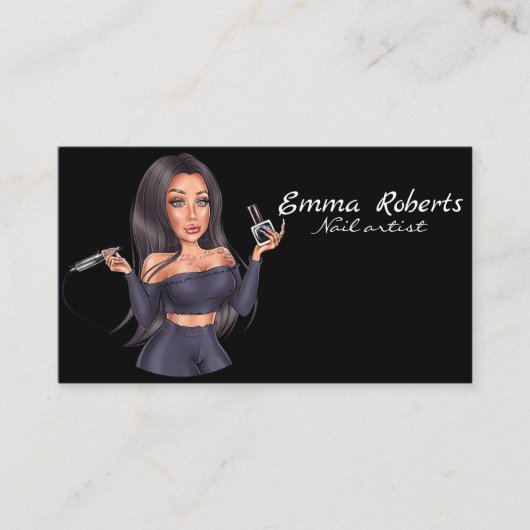 Nail Artist Black Visitekaartje (Voorkant)