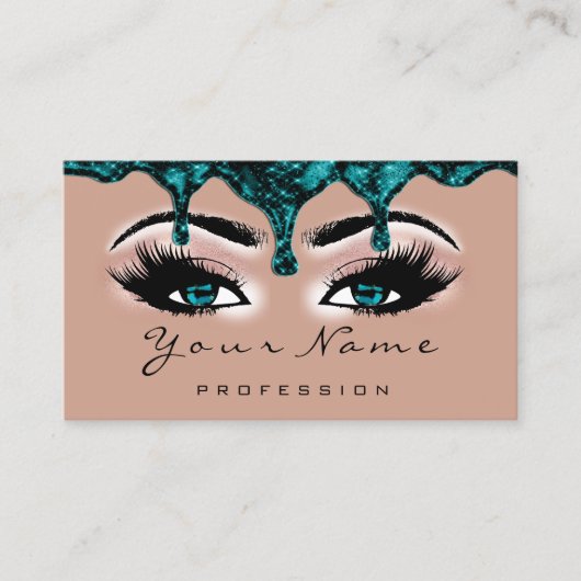 Nail Artist blauwgroen Drips Roos Lash Make-up Blu Visitekaartje (Voorkant)