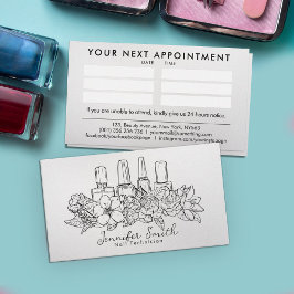 Nail Artist - bloemenlijn art illustratie Visitekaartje