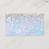 Nail Artist Blue Holograf Diamond Silver Drip Visitekaartje (Achterkant)