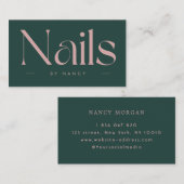 nail artist bold typography green and pink visitekaartje (Voorkant / Achterkant)