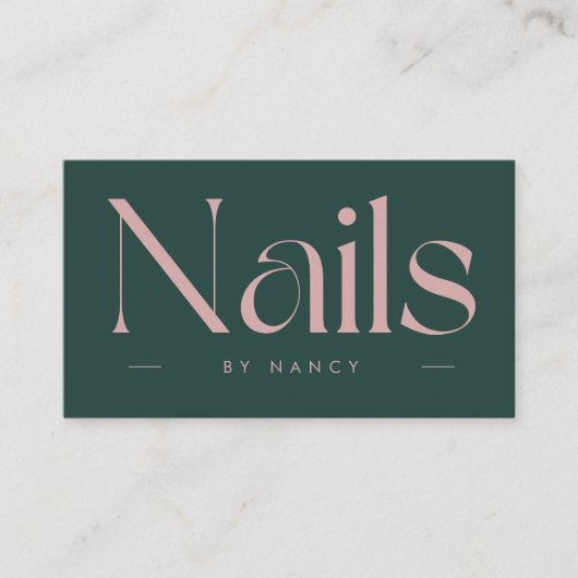 nail artist bold typography green and pink visitekaartje (Voorkant)