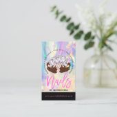 Nail Artist Cartoon Hands Logo Long Manicure Salon Visitekaartje (Staand voorkant)