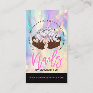 Nail Artist Cartoon Hands Logo Long Manicure Salon Visitekaartje