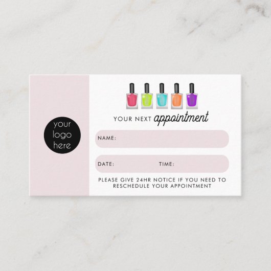 Nail Artist Client Appointment Card QR Code Logo Visitekaartje (Voorkant)