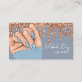 Nail Artist Designer Salon Faux Glitter Dusty Blue Visitekaartje (Voorkant)