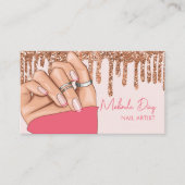 Nail Artist Designer Salon Faux Glitter Manicure Visitekaartje (Voorkant)